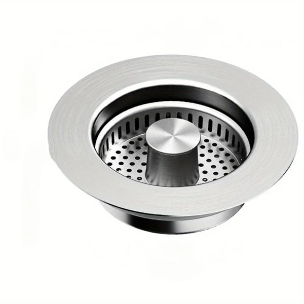 3-in-1 Stainless Steel Kitchen Sink Strainer with Pop-Up Stopper
