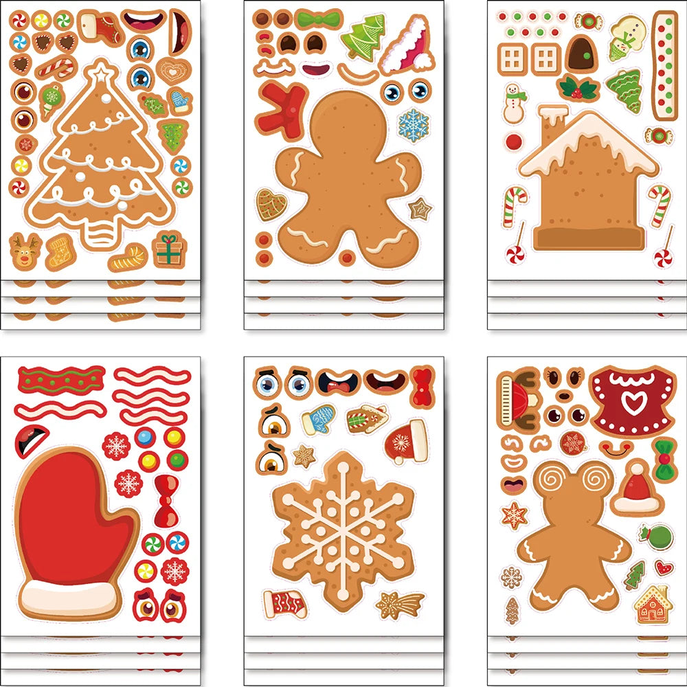 Christmas Make-a-Face Puzzle Stickers, 12 Sheets