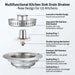 3-in-1 Stainless Steel Kitchen Sink Strainer with Pop-Up Stopper