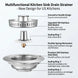 3-in-1 Stainless Steel Kitchen Sink Strainer with Pop-Up Stopper