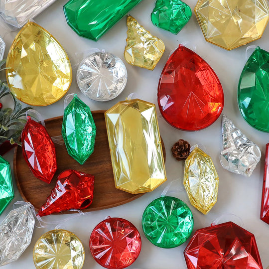 Faceted Crystal Jewel Hanging Ornaments for Christmas Tree