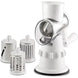 Rotary Cheese Grater with 3 Stainless Steel Drums and Suction Base