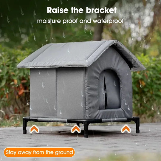 Elevated Insulated Outdoor Cat House, Waterproof, Medium
