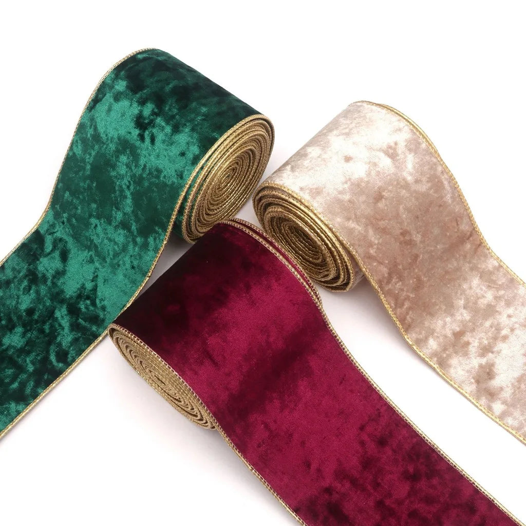 4" x 10 Yard Red Velvet Wired Edge Christmas Ribbon