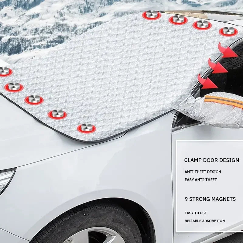 Magnetic Windshield Snow and Frost Cover with Mirror Covers, 145 x 106 cm