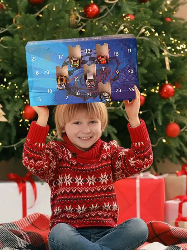 Christmas Advent Calendar with 24 Toy Cars, 24-Day Countdown Gift Set