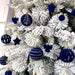 Navy Blue Velvet Christmas Ornament Set, 35 Assorted Balls, Stars and Bows for the Tree