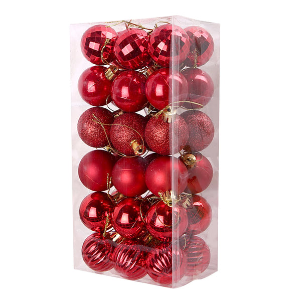 Christmas Ball Ornaments, 36-Piece Red Plastic Tree Ornament Set, 1.6 in