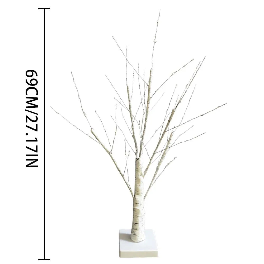 Lighted Birch Tree for Christmas Decor, 27 in Tabletop, 144 Warm White LEDs, USB or Battery