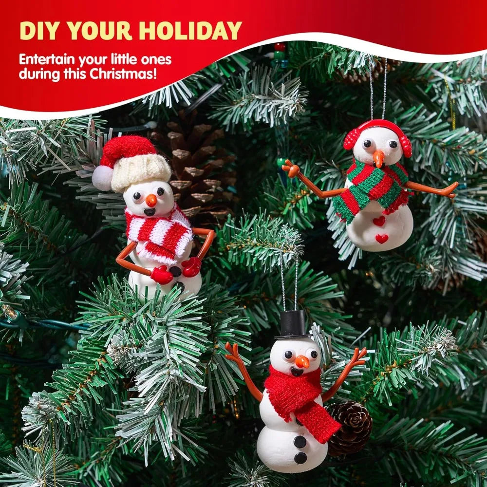 Christmas Build-Your-Own Snowman Craft Kit, 3-Pack DIY Clay Snowman Activity