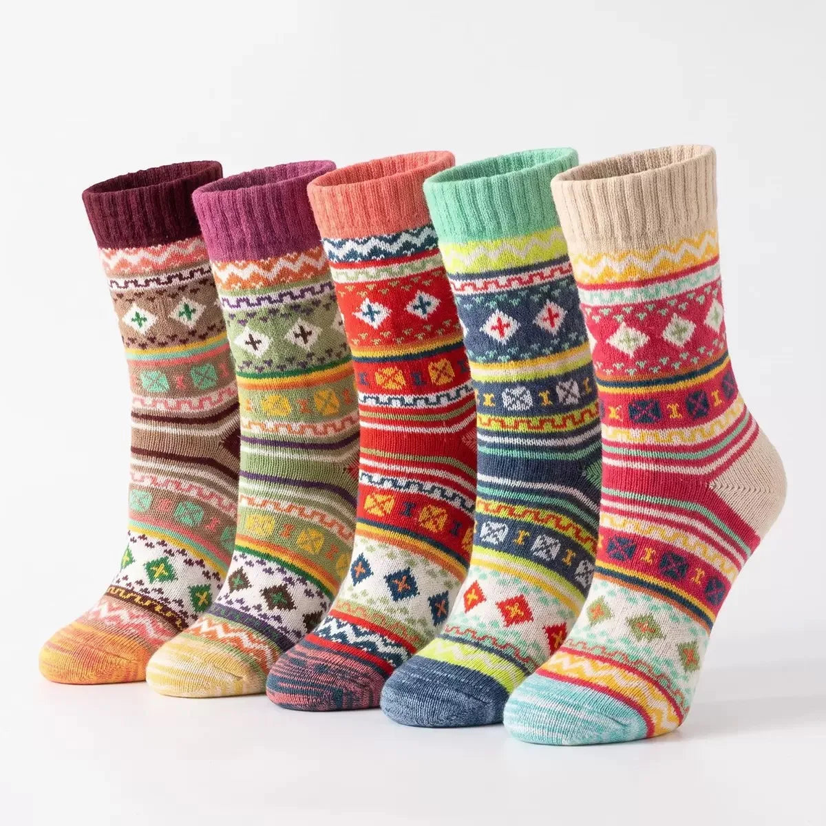 5 Pairs Soft Christmas Socks Gift Set, Assorted Holiday Patterns