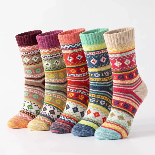 5 Pairs Soft Christmas Socks Gift Set, Assorted Holiday Patterns