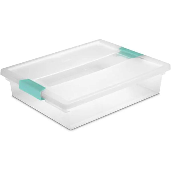 Clear Stackable Storage Box with Latching Lid for Home Organizer Use