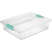 Clear Stackable Storage Box with Latching Lid for Home Organizer Use