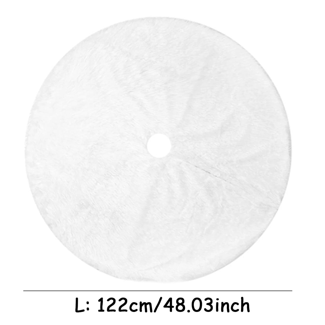 White Faux Fur Christmas Tree Skirt, 48 in Round Plush Tree Base Cover
