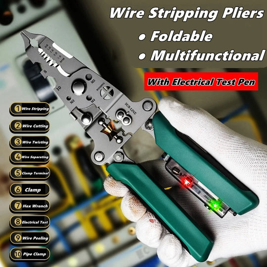 Multifunction Wire Stripper Pliers with Built-In Voltage Tester