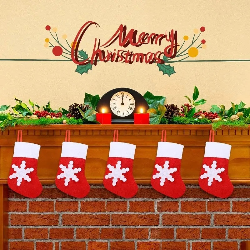 Mini Christmas Stockings, 36 Pack, 5.5 in Silverware Holders and Tree Ornaments, Red with Snowflake