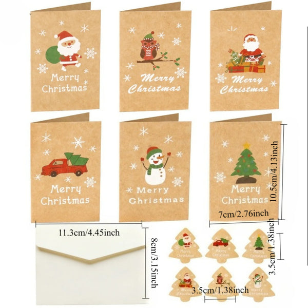 Christmas Greeting Cards with Envelopes & Stickers, 24-Pack