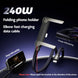 Right-Angle USB-C Phone Charger Cable with Built-In Stand, 5 ft Flat Braided