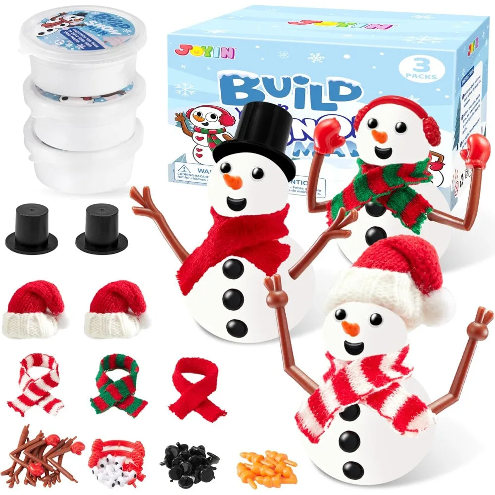 Christmas Build-Your-Own Snowman Craft Kit, 3-Pack DIY Clay Snowman Activity