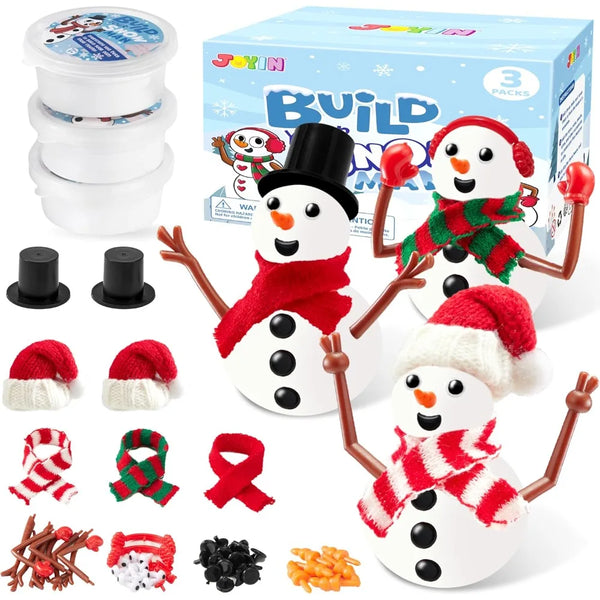 Christmas Build-Your-Own Snowman Craft Kit, 3-Pack DIY Clay Snowman Activity
