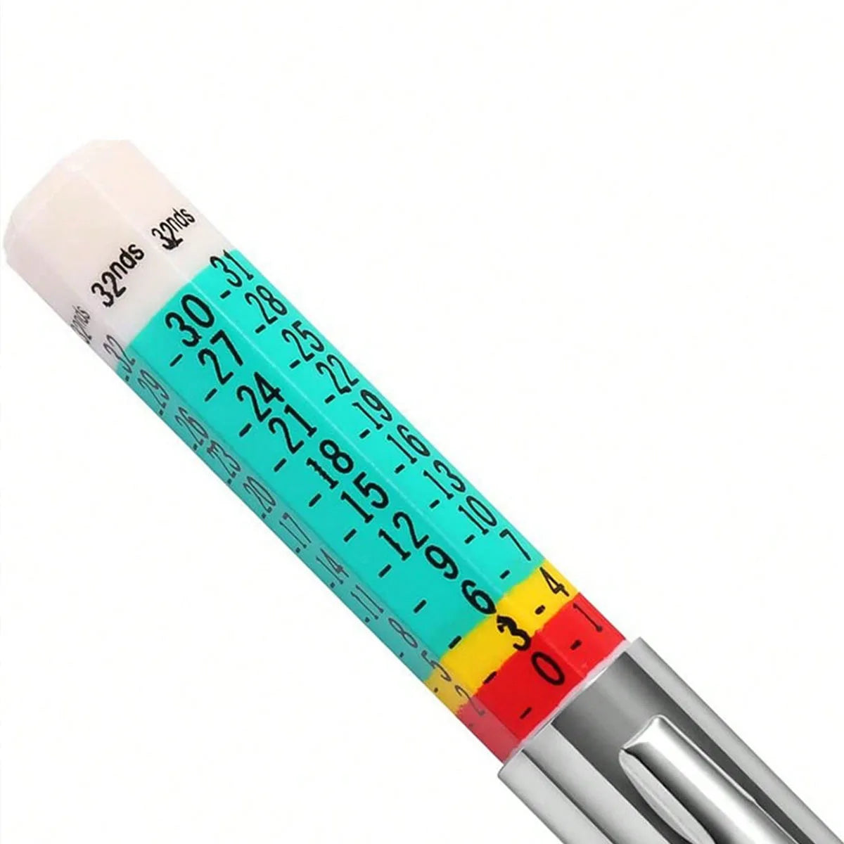 Car Tire Tread Depth Checker with Color-Coded Scale and Pocket Clip