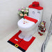 Santa Christmas Bathroom Set, 3 Pieces: Toilet Lid Cover, Contour Rug and Tank Cover with Tissue Holder