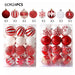 24-Piece Red & White Christmas Ball Ornament Set, 6cm (2.36 in)