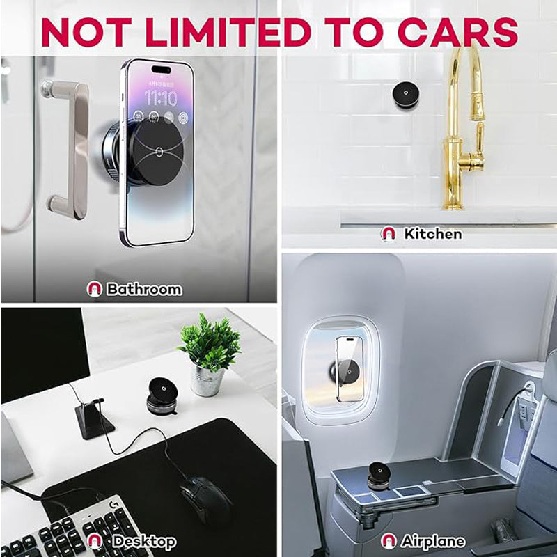 Vacuum Suction Magnetic Phone Mount for Car Dash and Glass, 360° Adjustable
