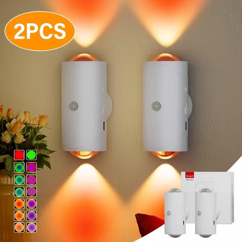 Motion Sensor Nursery Night Light for Parents, Rechargeable Magnetic Wall Light, 2-Pack