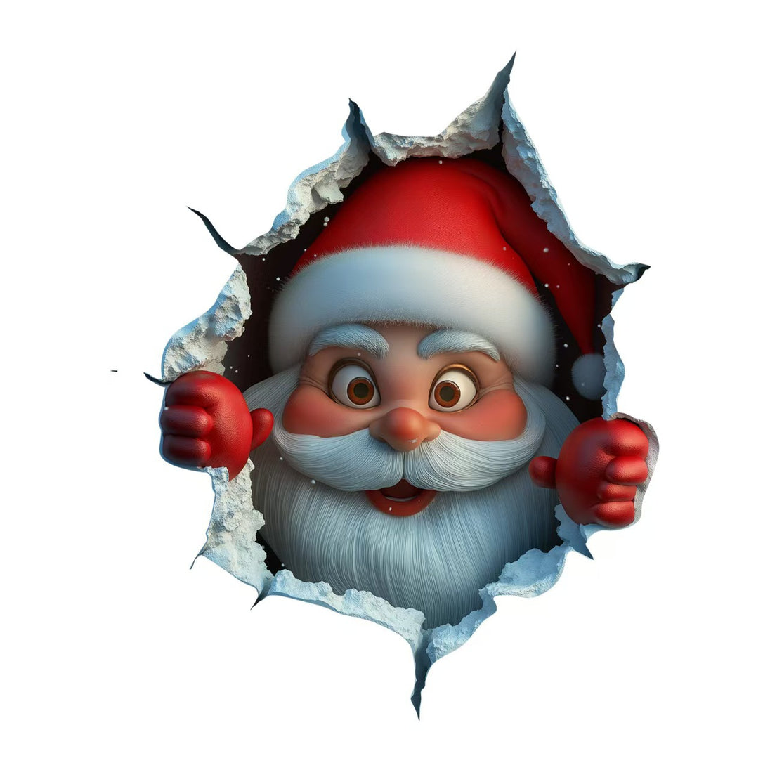 Santa Breaking Through the Wall Christmas Sticker, 25 x 29 cm