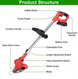 Cordless Grass Trimmer & Brush Cutter Kit with 2 Batteries and 3 Blade Types